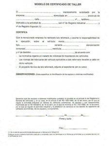 El certificado de taller de la ITV El certificado de taller de la ITV